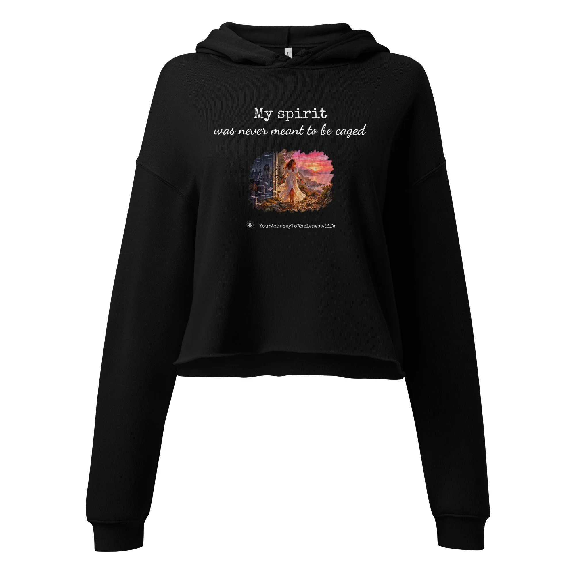 Stylish crop top hoodie black