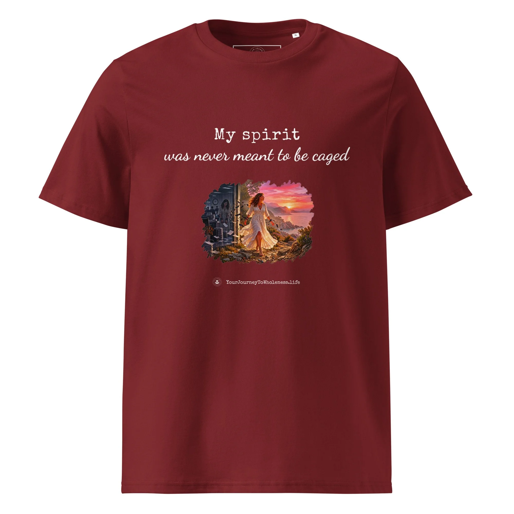 Uncaged Spirit Organic Cotton T-Shirt burgundy