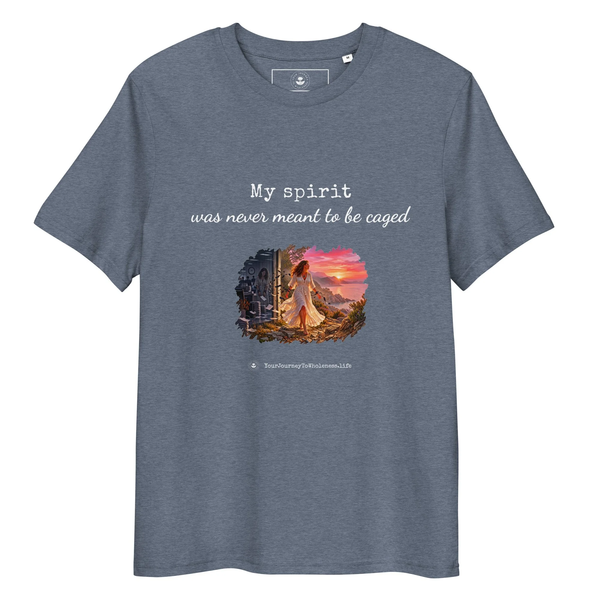 Uncaged Spirit Organic Cotton T-Shirt blue grey