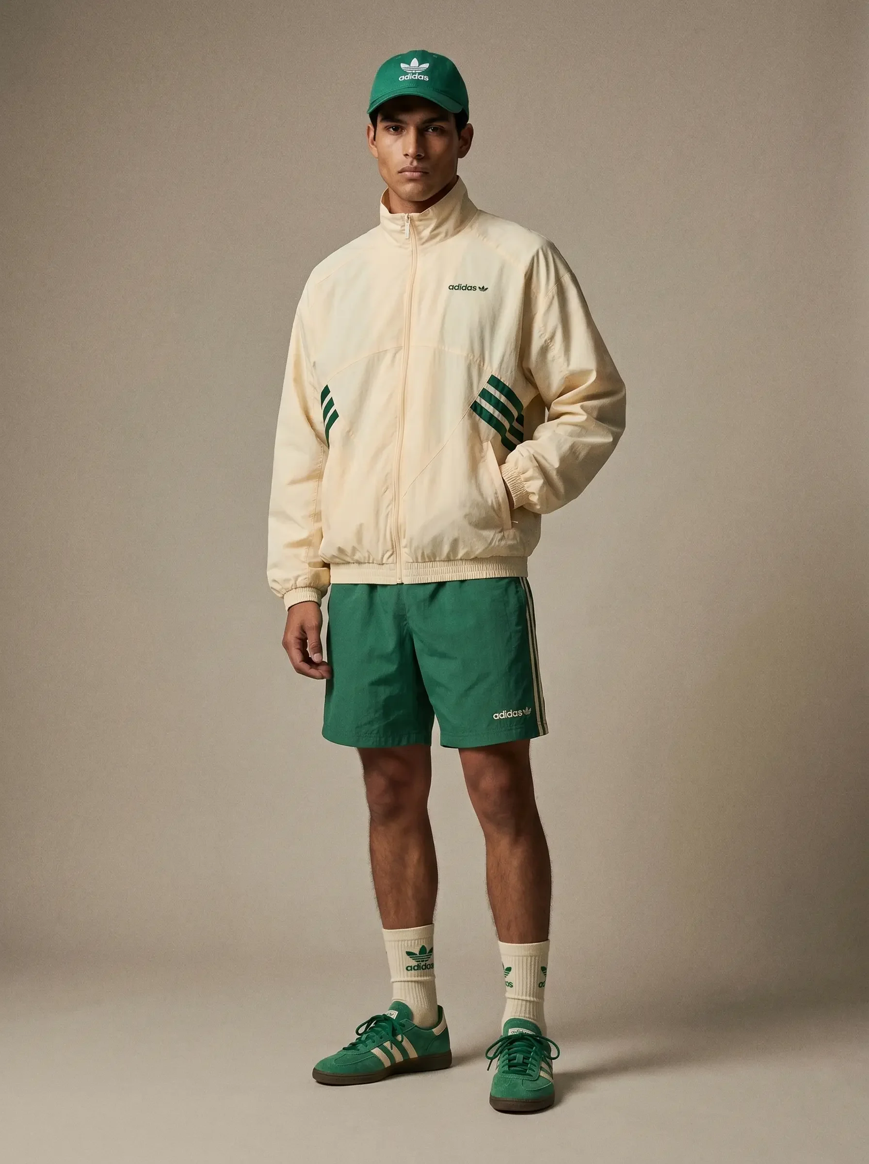 uomo con tuta adidas bianca e verde
