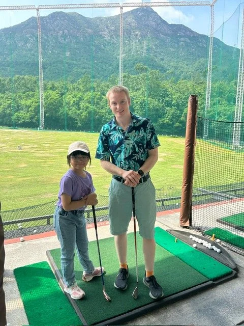 A fun day out at Tuen Mun driving range in Hong Kong with my niece hitting some balls.
