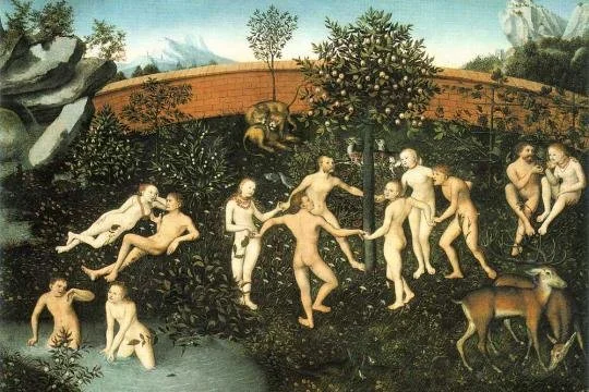 Arcadia verwijst naar het aardse paradijs, dansend rondom een boom