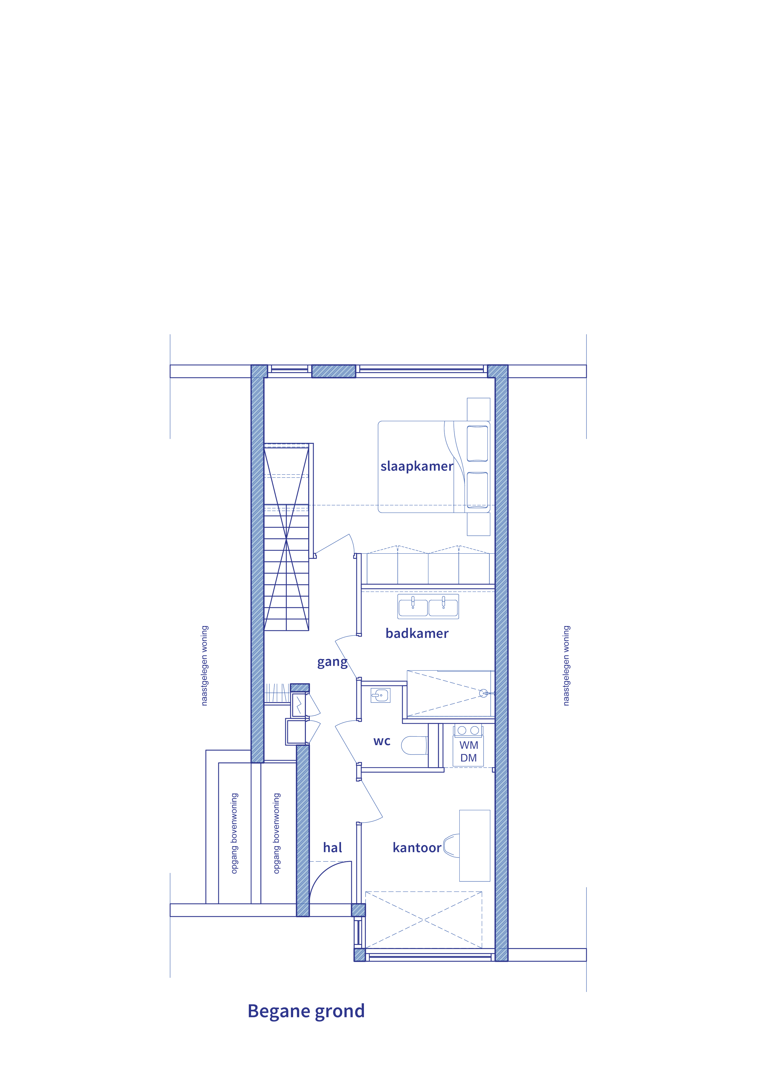 Plattegrond begane grond woningontwerp Rotterdam