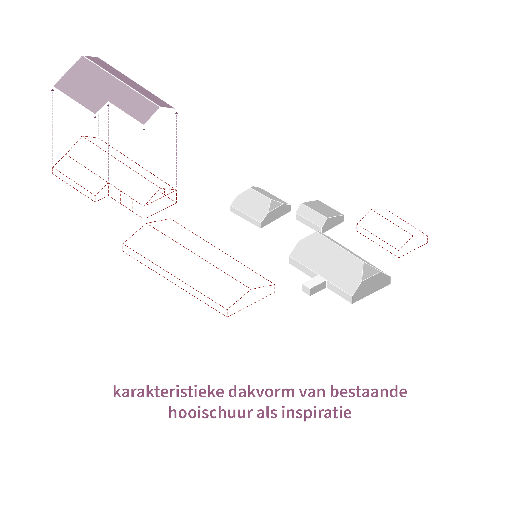 Het ontwerp van de nieuwe woning is geïnspireerd op de dakvorm van de bestaande schuur