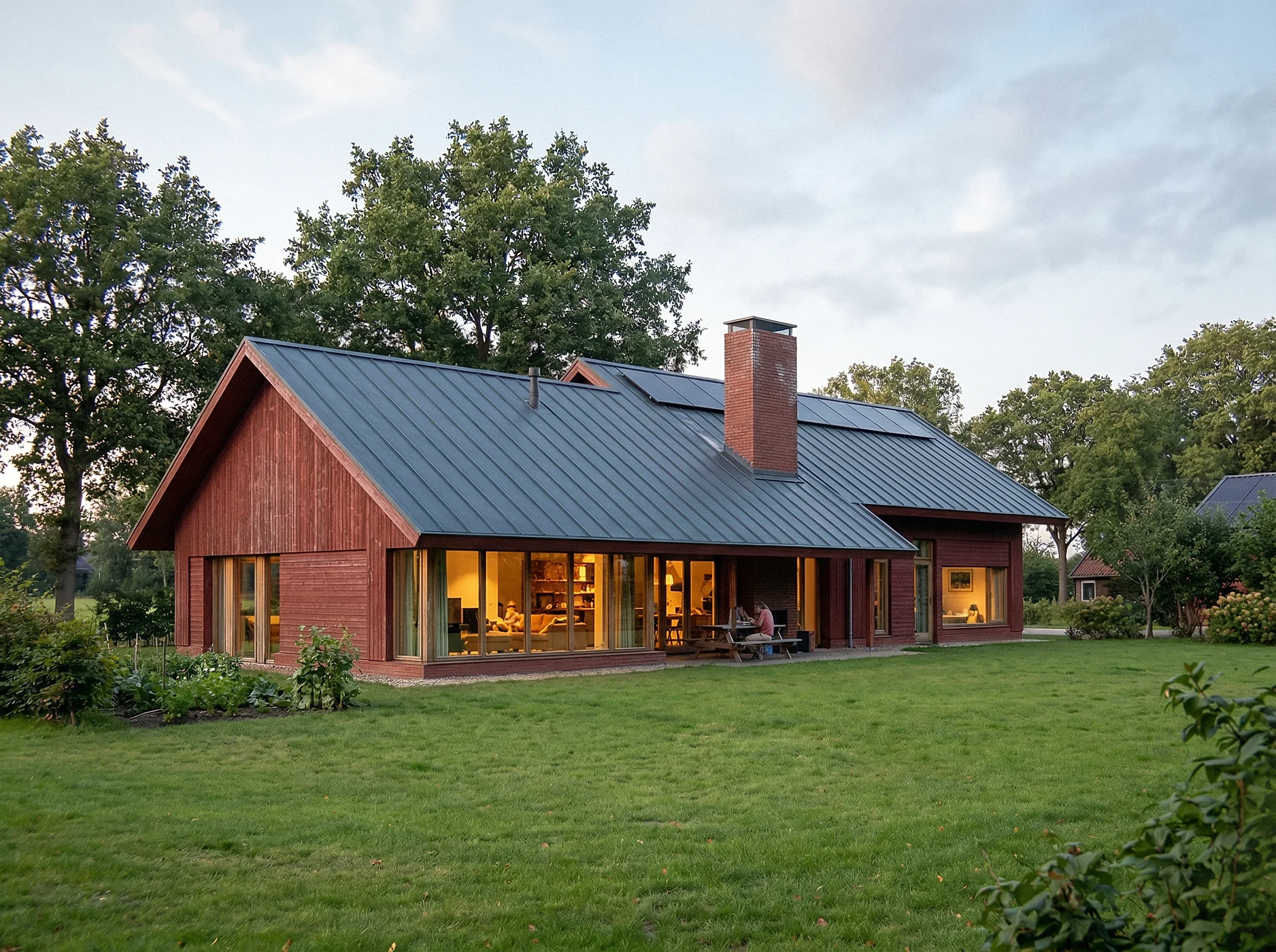Villa ontwerp hout en baksteen, in de Achterhoek in Gelderland. Duurzaam en lokaal ontwerp.