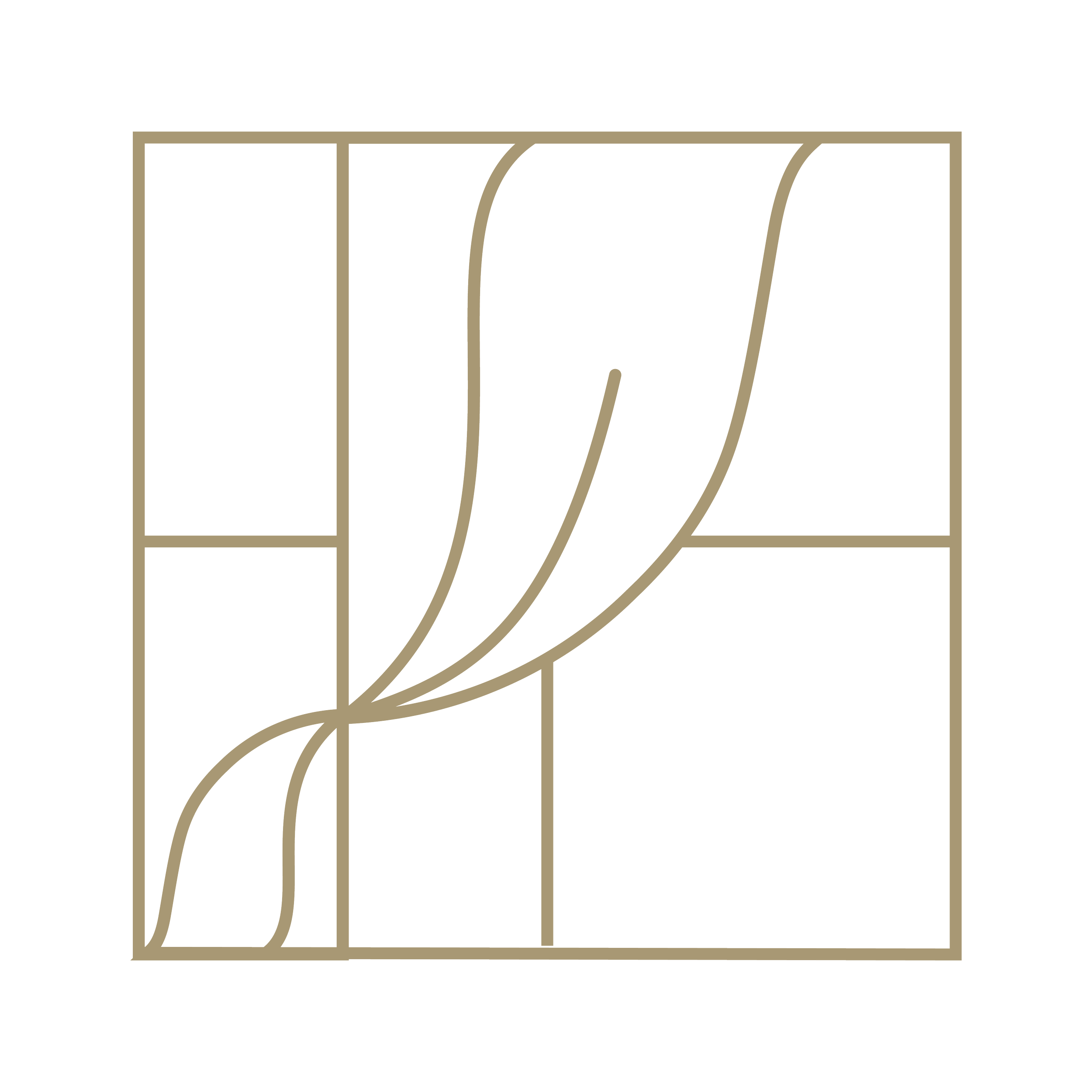 Abstract geometric line art illustrating layered curves within a grid background.