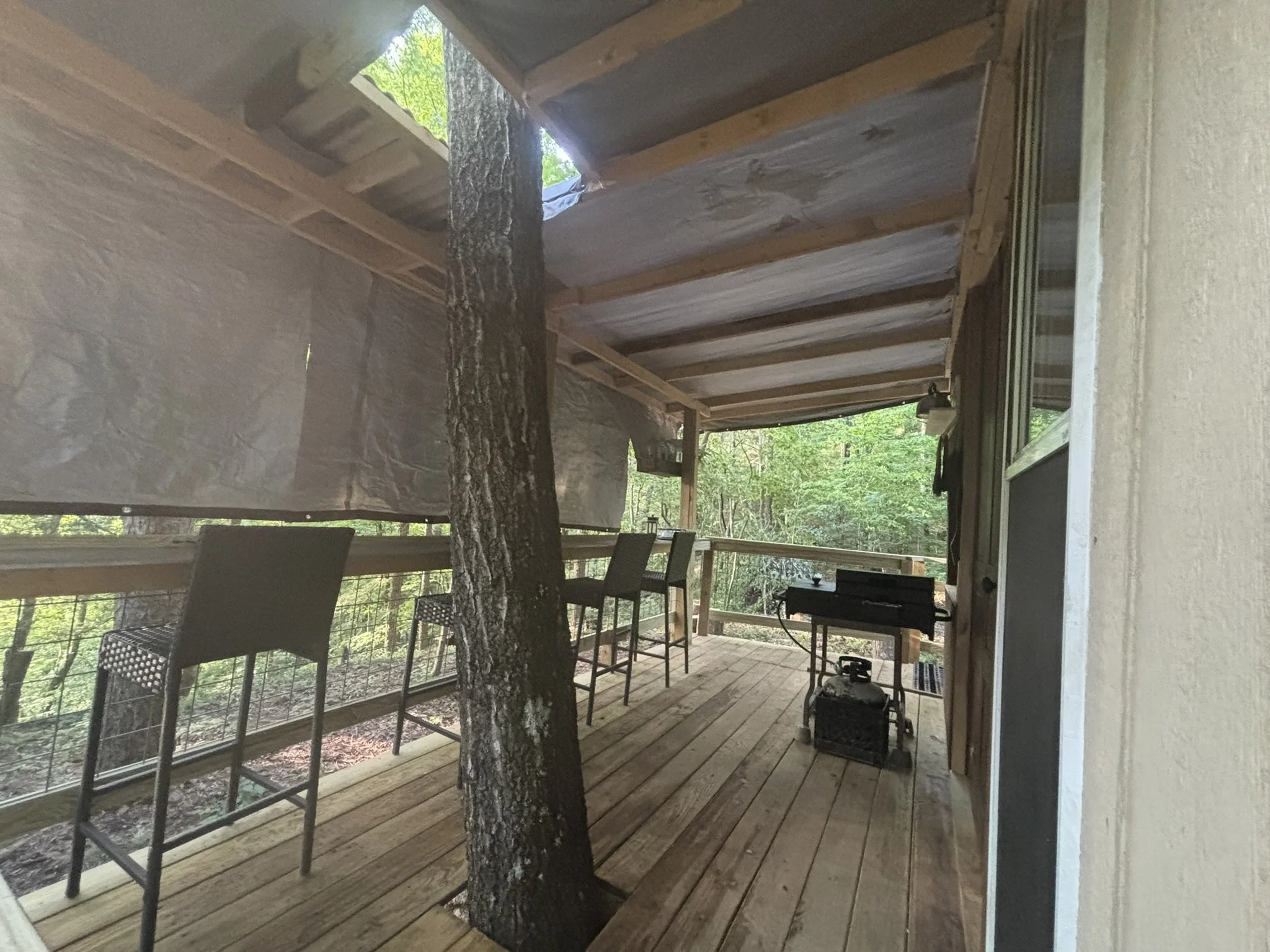 Back Deck bar with rain curtains down