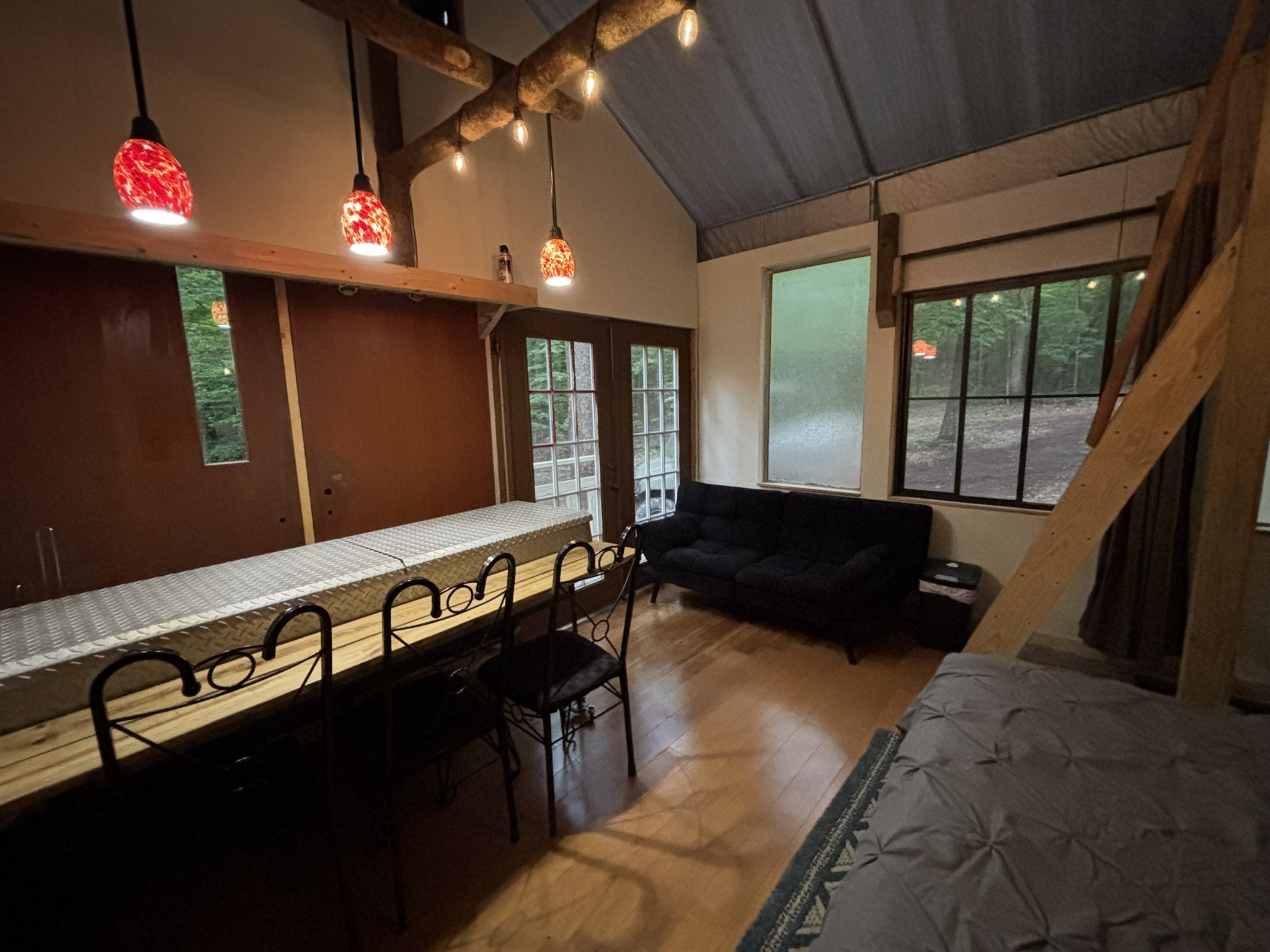 Dining area seats six