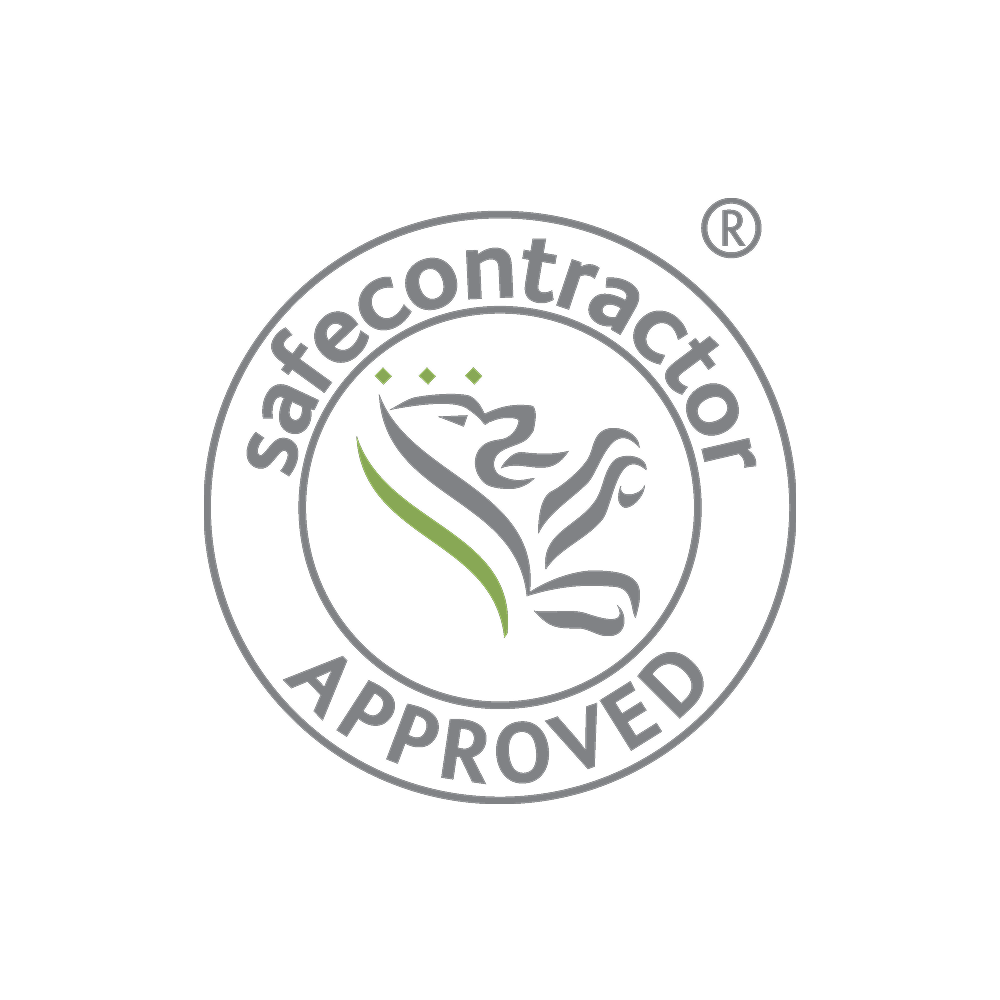 A black circular logo with the words 'safecctor approved' around the top and 'approved' around the bottom. Inside the circle, there is a stylized line drawing of a dog, with three small green dots above its head and a green curved line below.
