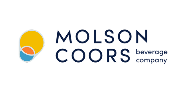 Molson Coors beverage company logo with a yellow, orange, and blue circle and the company name in blue text.