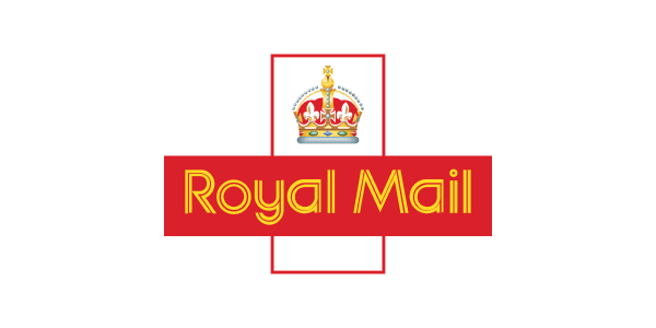 Royal Mail logo with a crown on top and red and white color scheme.