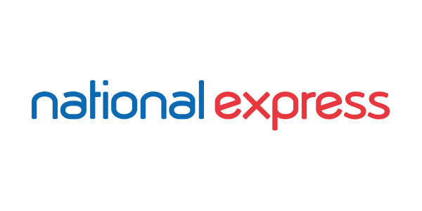 National Express logo with blue and red text on a black background.
