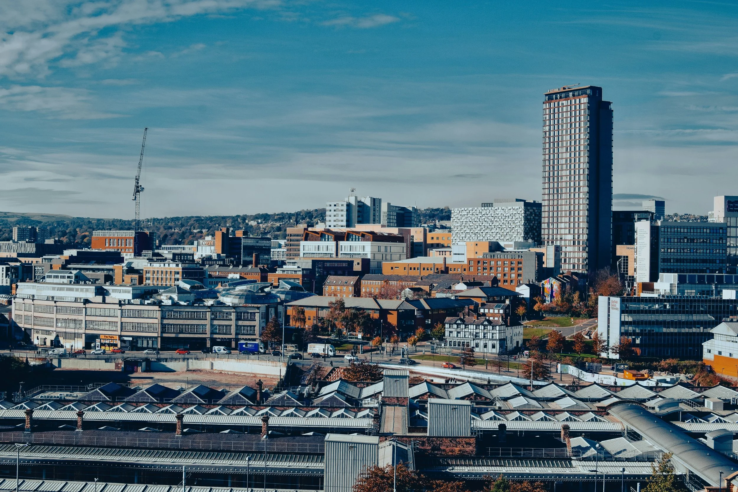 A view of the Sheffield city Skyline and roofline