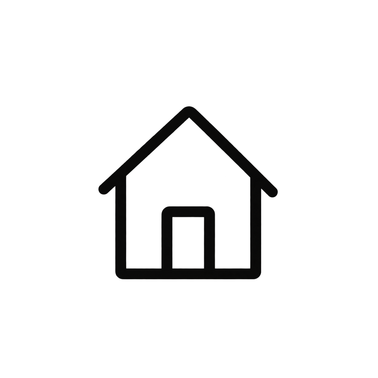 Icon eines Hauses in schwarzer Linie auf schwarzem Hintergrund.