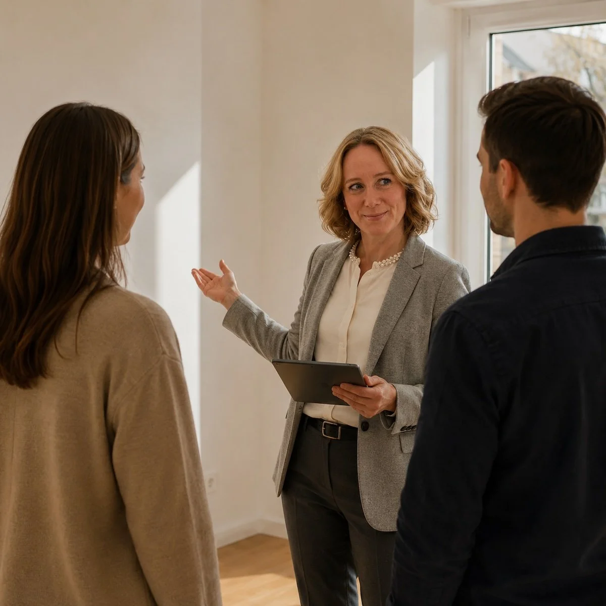 Persönliche Immobilienbesichtigung mit Kaufinteressenten durch Mandy Dümpert im Rahmen eines professionell begleiteten Verkaufsprozesses