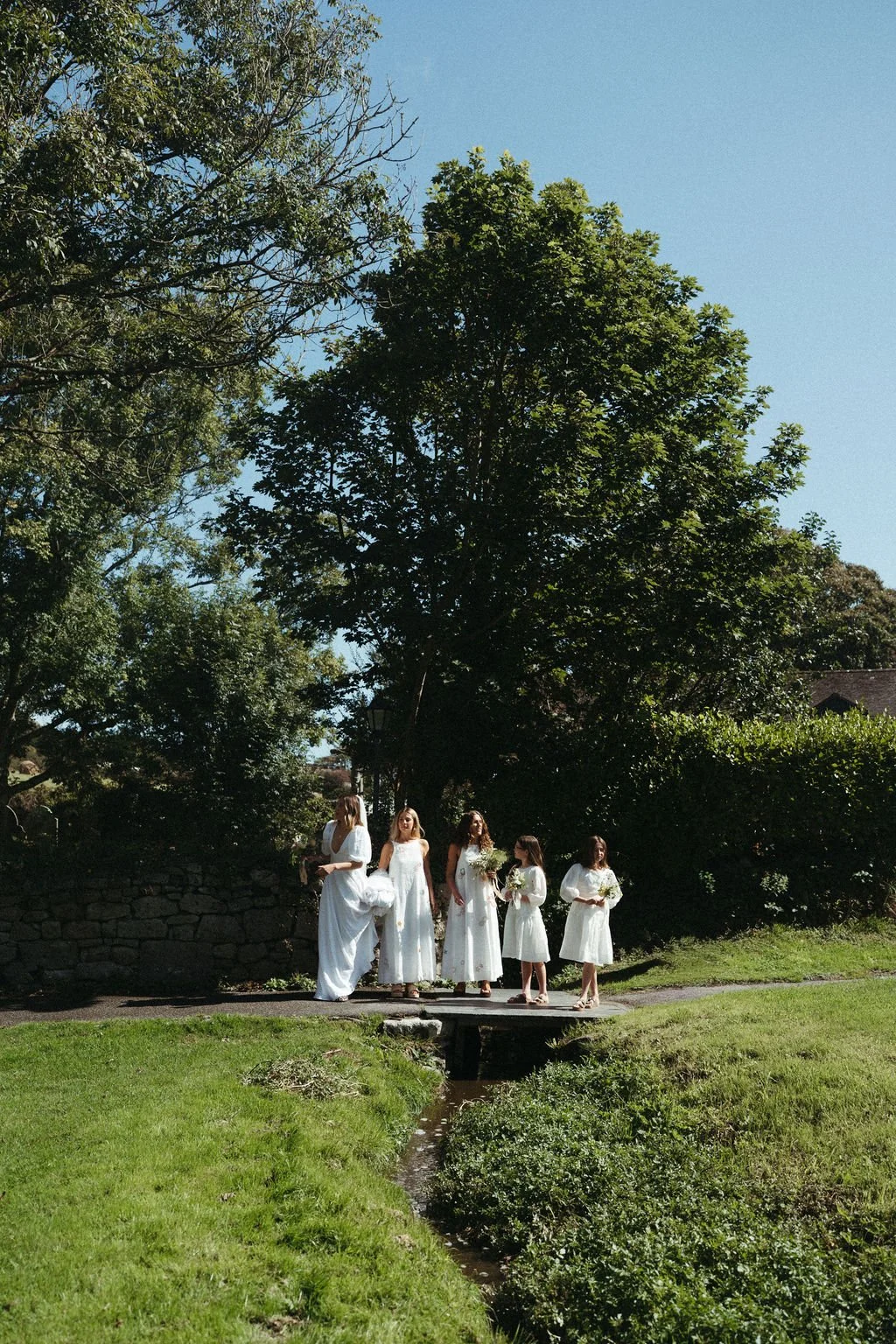 Bridal Party in White at Porthleven