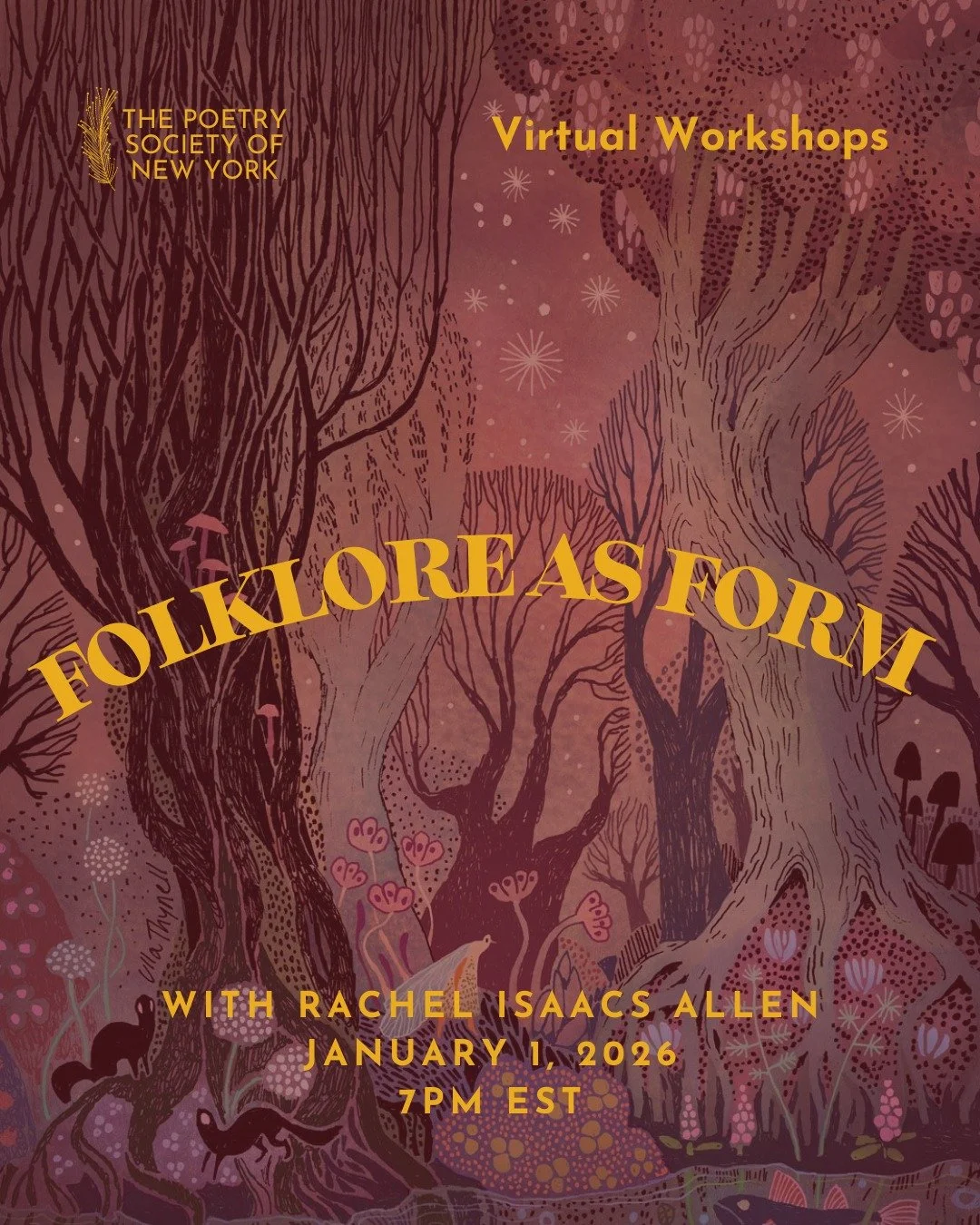 Let's start 2026 with a generative writing workshop! Thank you @poetrysocietyny for hosting me as we lean into Folklore as Form. 
Let's read, write and share! Classes on Zoom. Link for tickets in bio!

https://www.eventbrite.com/e/1977989468747?aff=o