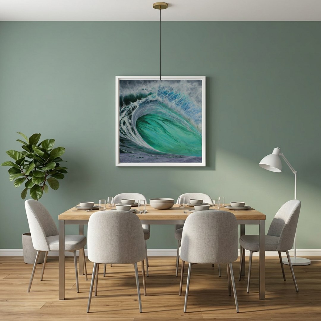 "Vortex" (Green/Blue) Original Framed Oil Painting on Canvas