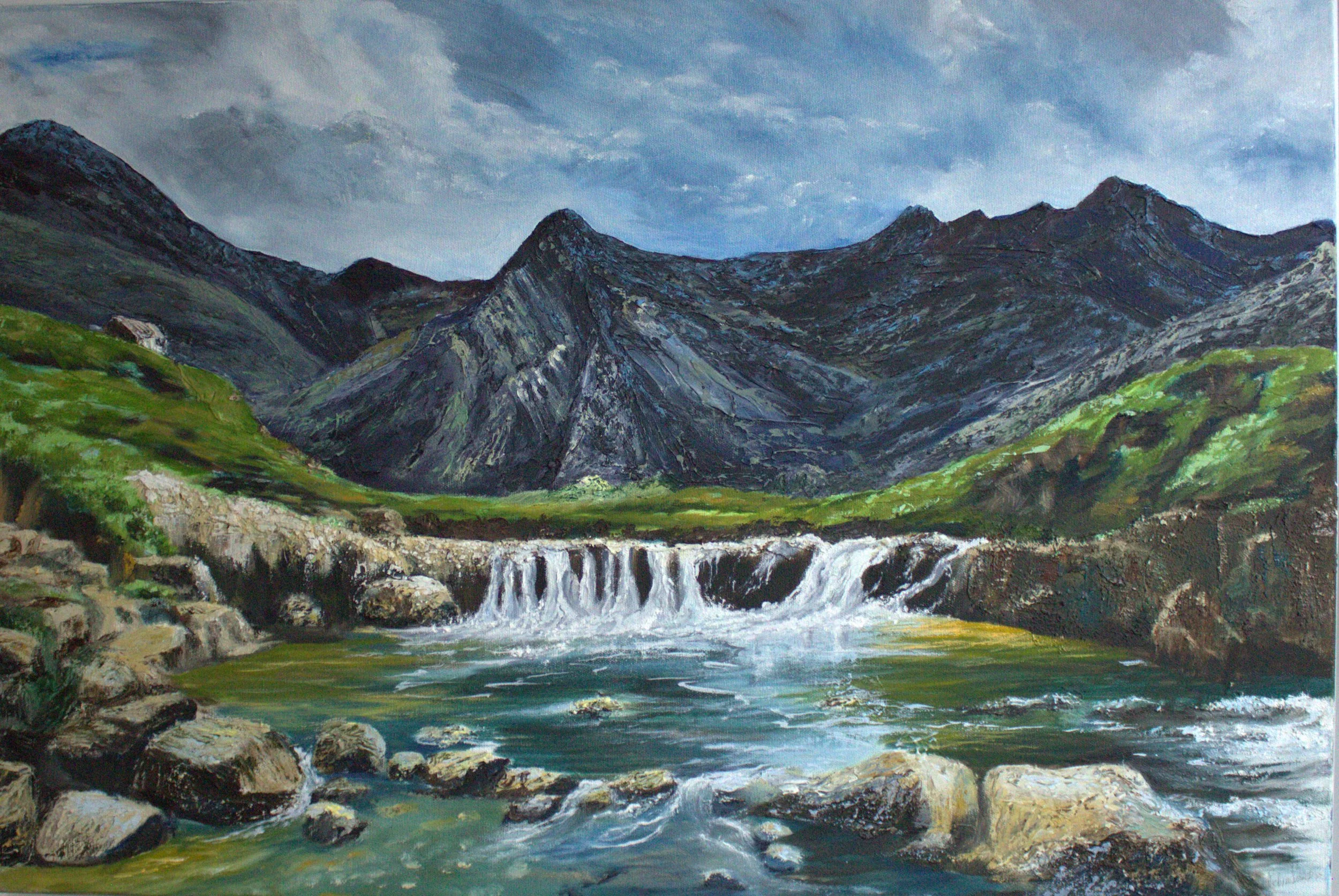 Black Cuillins in Summer - Original Framed Oil Painting