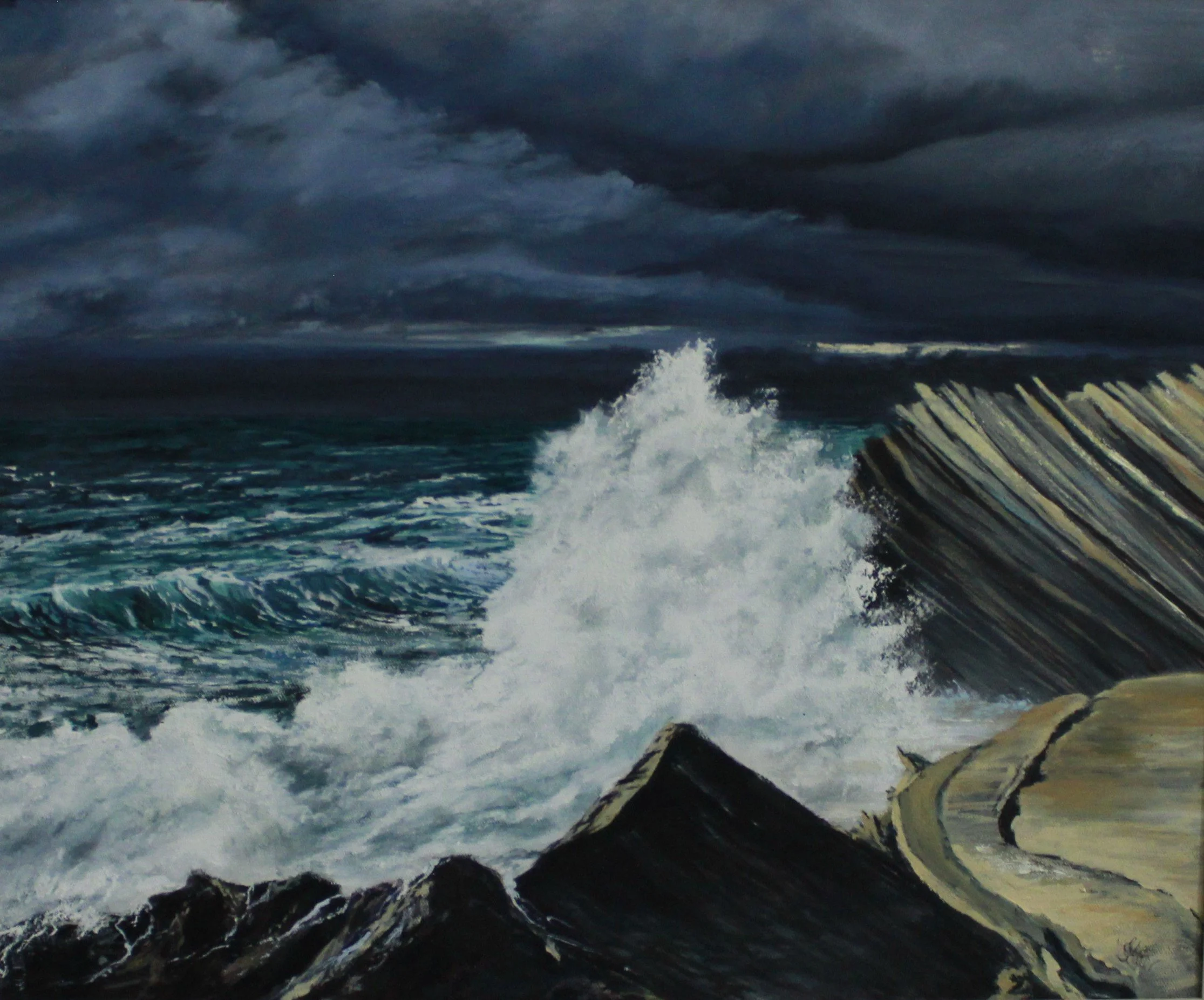original-oil-painting-by-milton-keynes-artist-sea-wave-Portugal-art-for-home-Baleal Storm 3.JPG