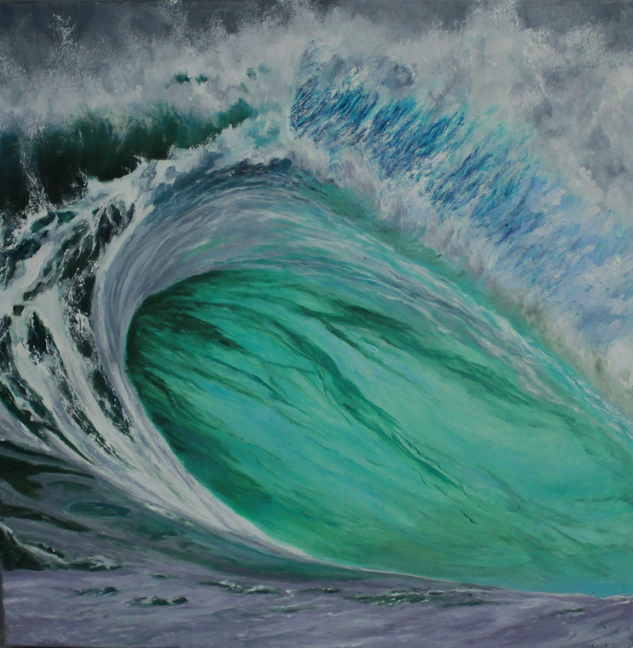 original-oil-painting-by-milton-keynes-artist-robin-souter-water-wave-reflection-art-for-your-home-Vortex - Green and Blue 1.JPG