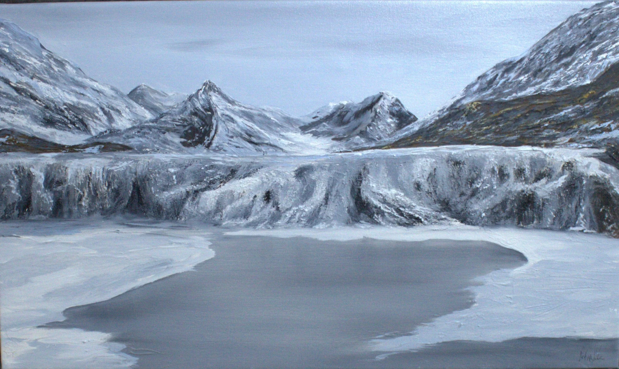 The Black Cuillins in Winter - Original Framed Oil Painting