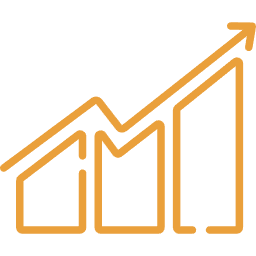 Ilustración de líneas ascendentes en color dorado que representa crecimiento o aumento en datos, simbolizando el crecimiento y la sostenibilidad