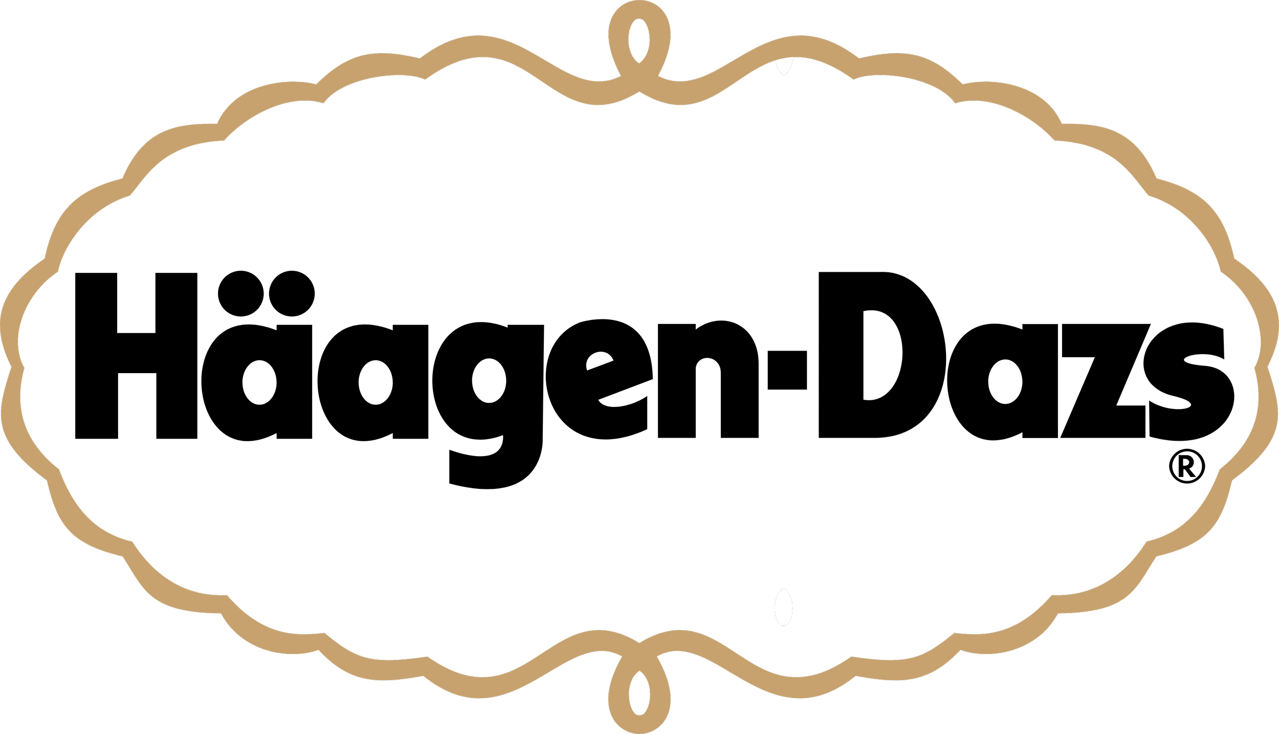 An ornate, vintage-style label with a black background and a gold decorative border, designed for a bakery sign or product label.