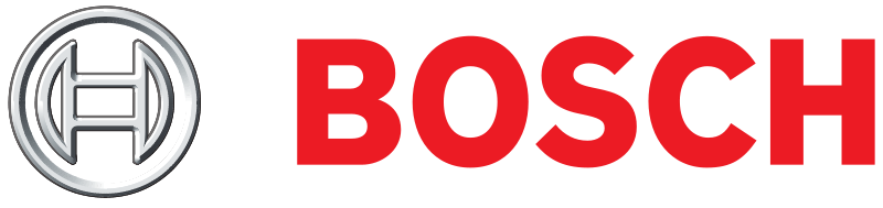 Bosch logo with a stylized H inside a circle on the left and the word 'BOSCH' in bold red letters on a black background.