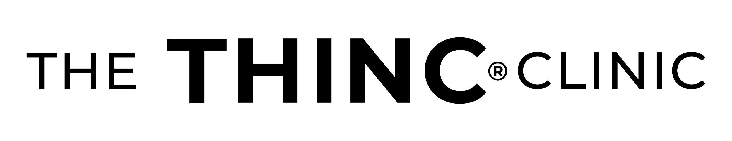 Logo of The Thinking Clinic with black text on a transparent background.