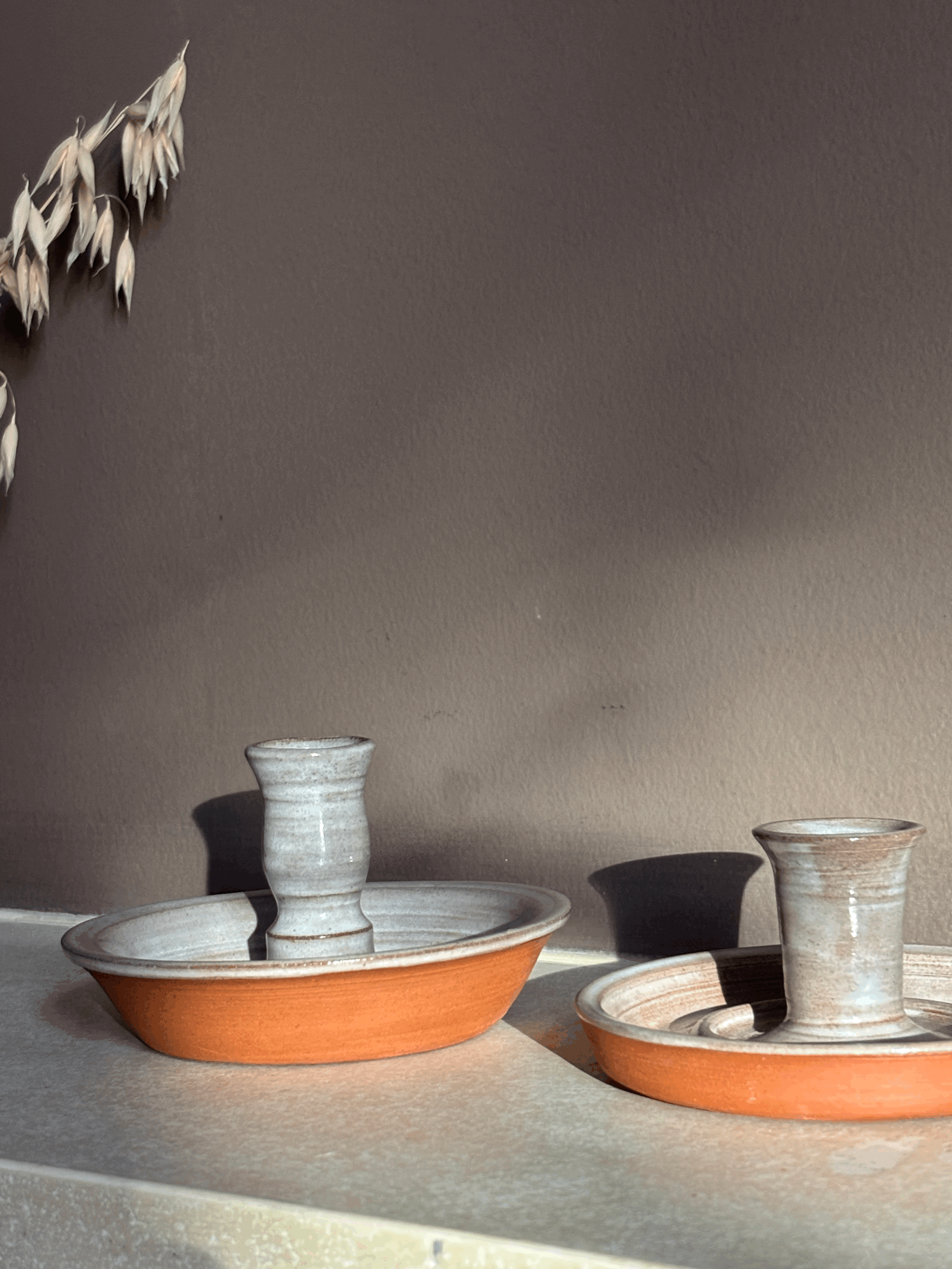 Short Terracotta Candle Holders