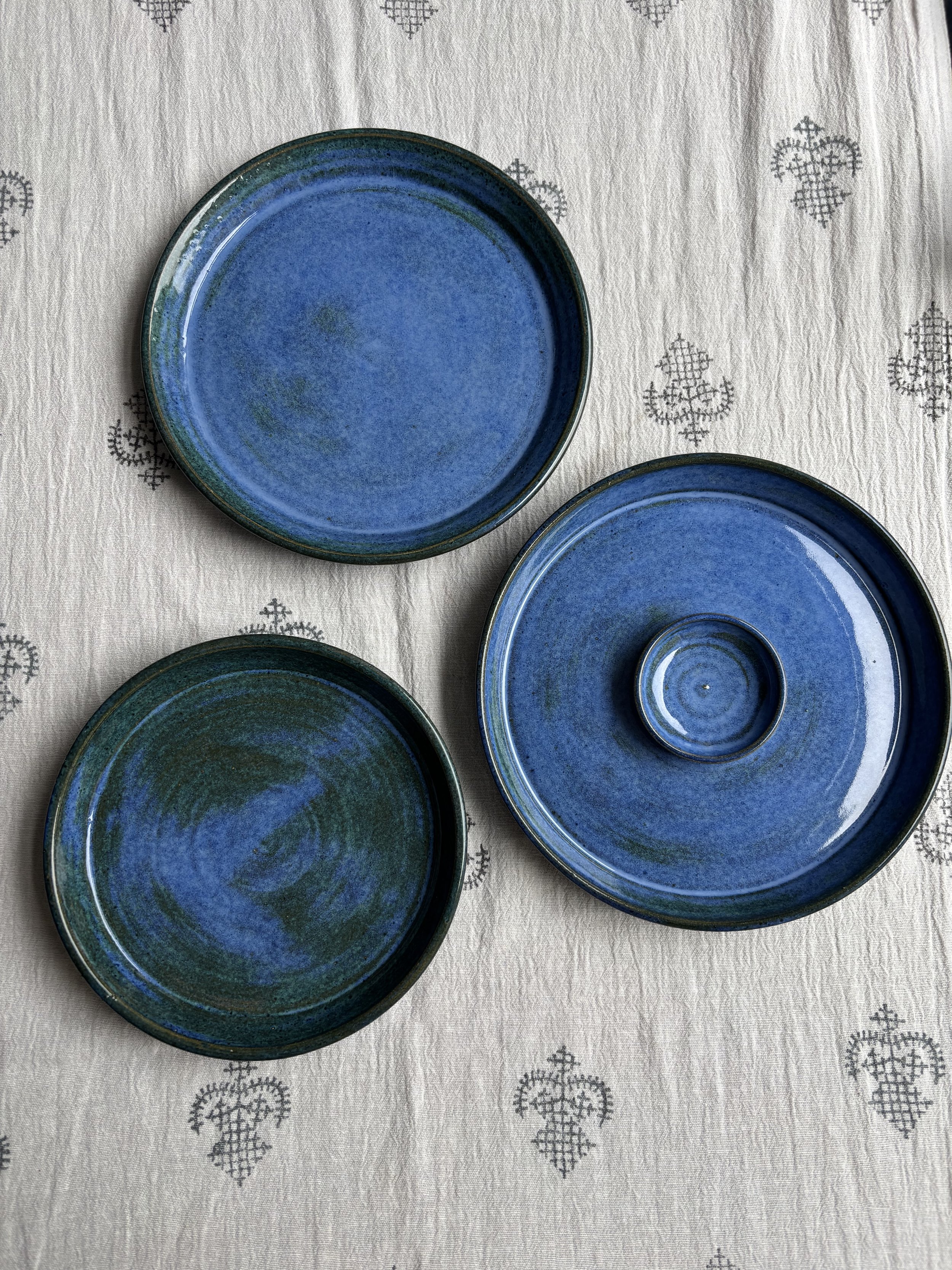 Reactive Glaze Sea Blue Large Snack Plate