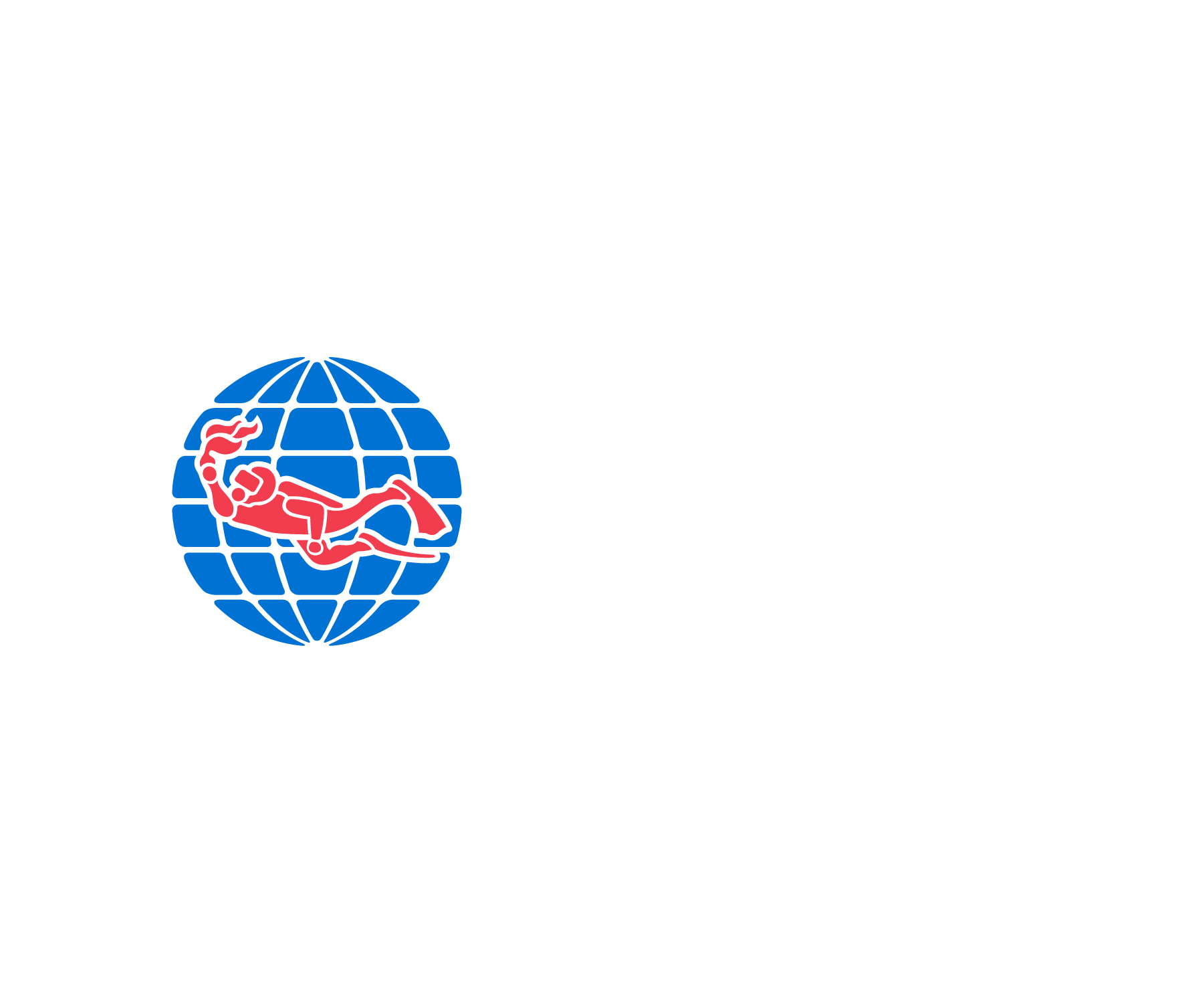 PADI logo with a scuba diver illustration inside a globe on a black background.