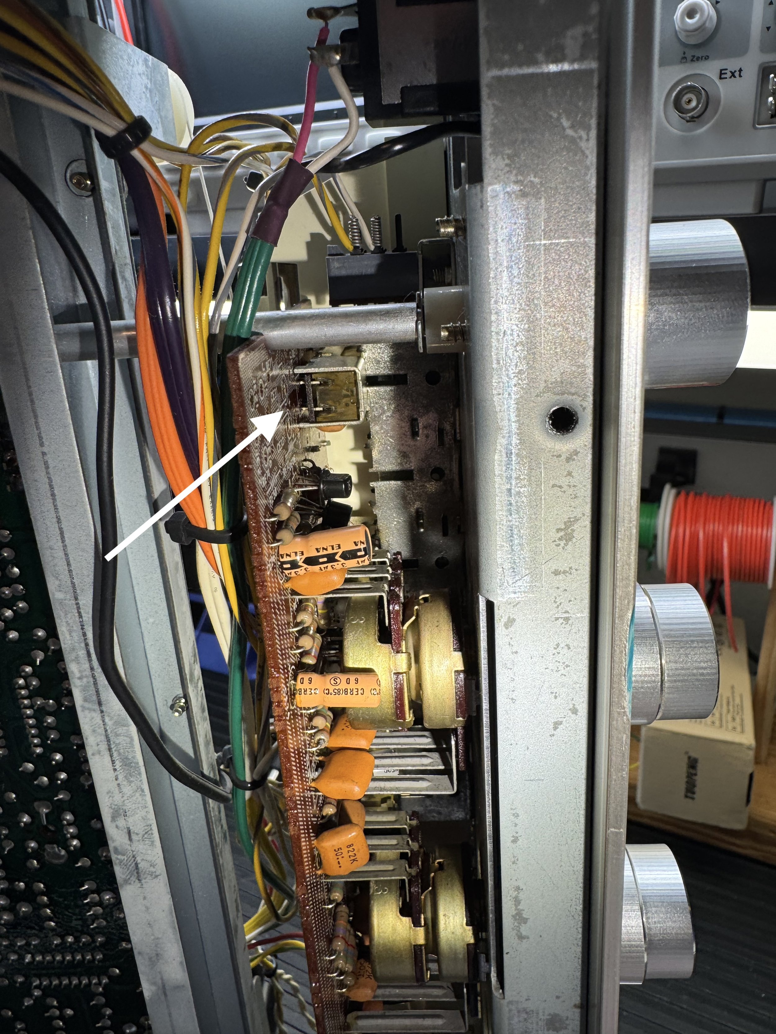 A photo showing a clear view of the sliding switches.