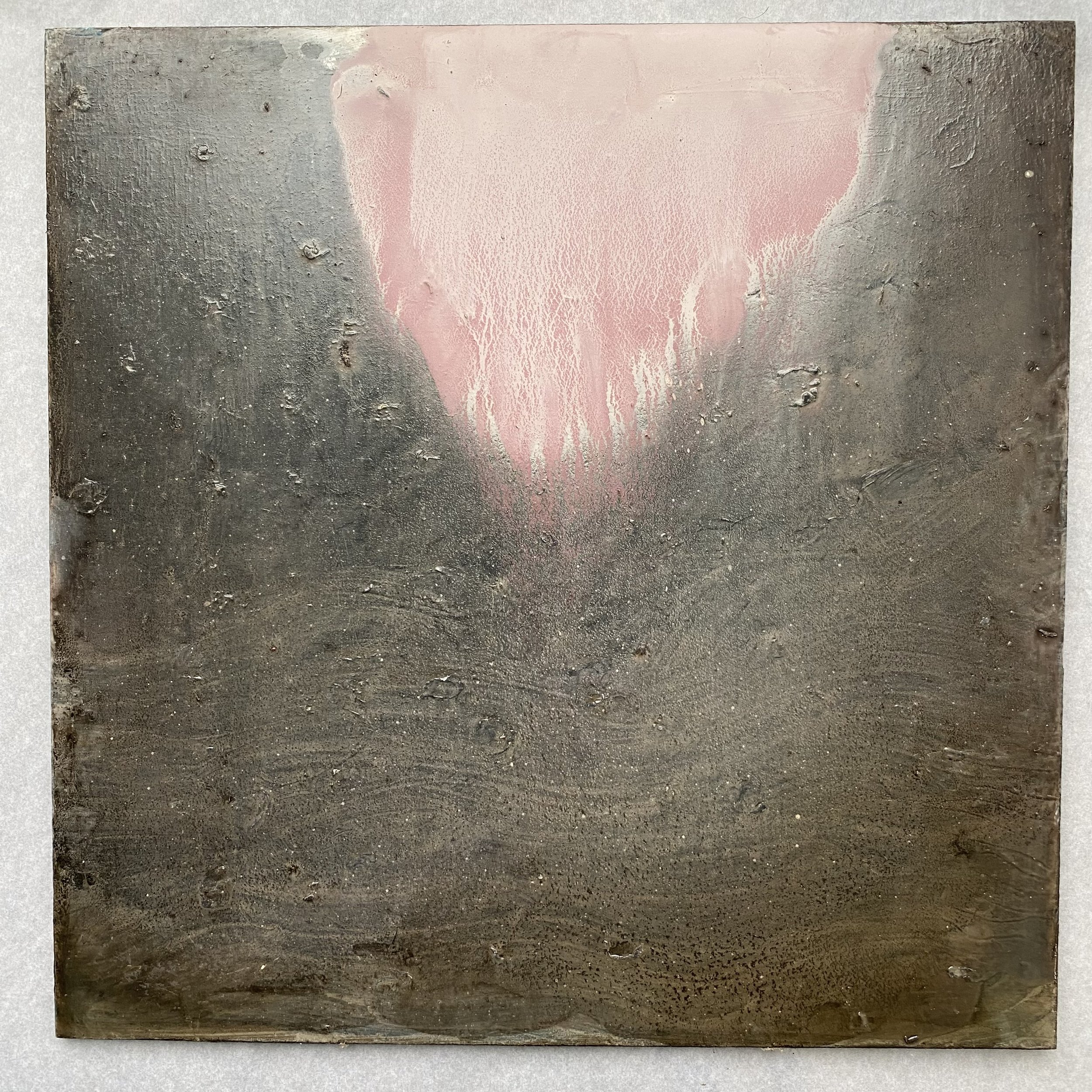 small pink cloud poised. oil on panel. 2025. susie david 