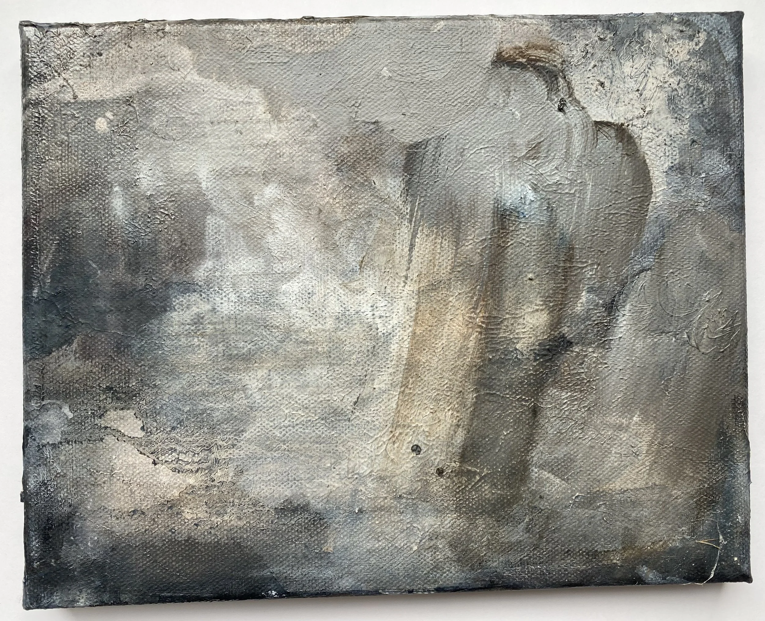 Small cloud raining big. oil on canvas. 20x26cms. 2026. Susie David