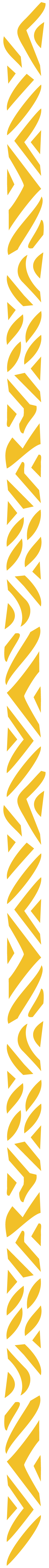 A vertical pattern of black tribal or geometric designs on a yellow background.