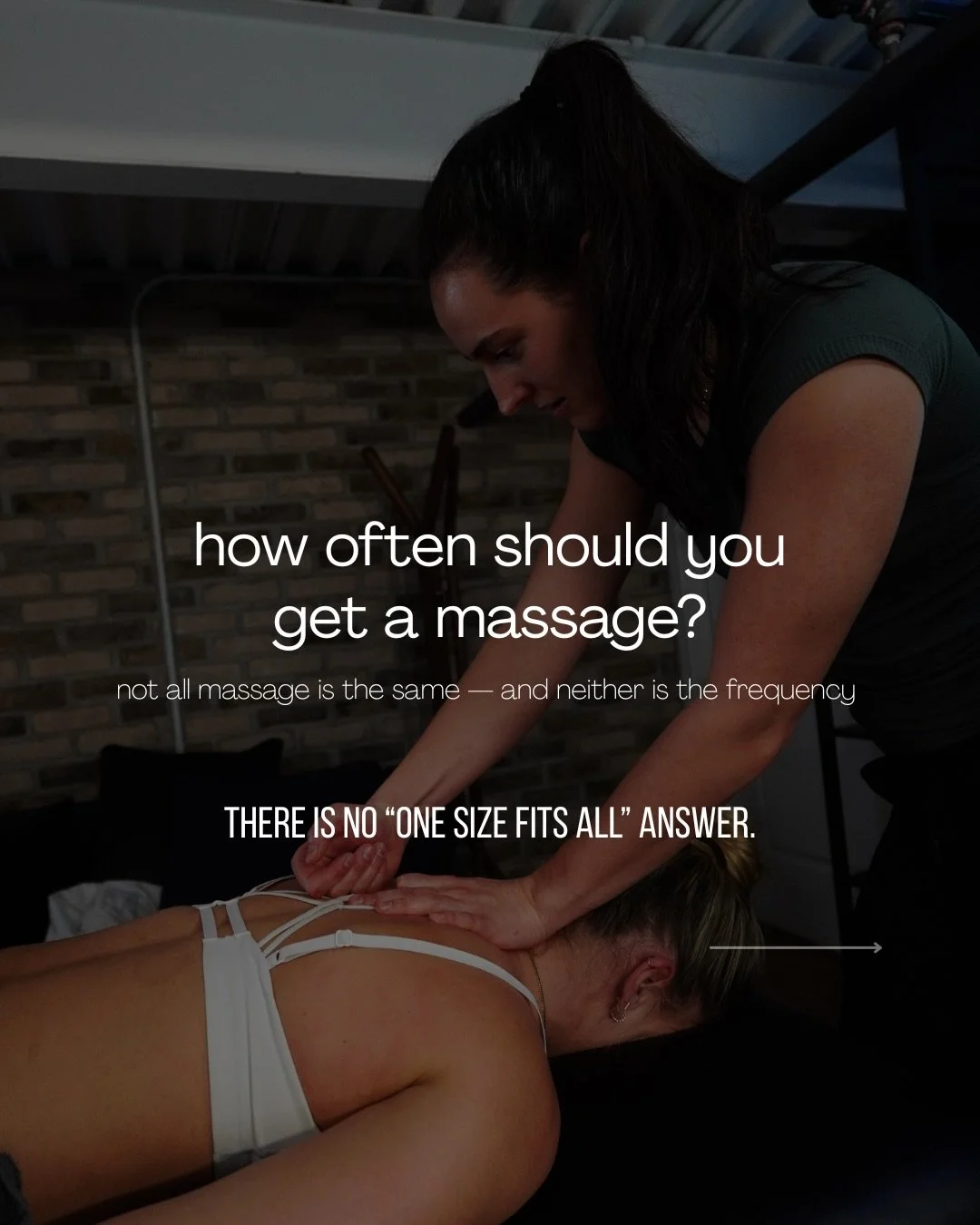 Building a treatment plan around your needs can help create lasting results.

For example:

If it&rsquo;s for recovery, your body usually needs more consistent input for a period of time.

If it&rsquo;s maintenance, it&rsquo;s about regularly staying