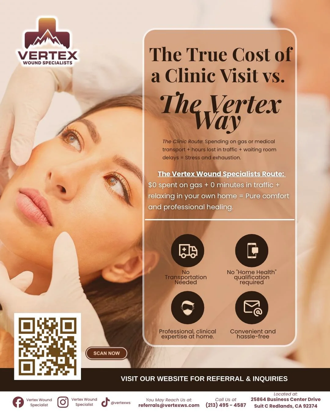Let&rsquo;s face the facts: when you have a serious wound, a trip to the doctor's office costs a lot more than just your copay.

By the time you coordinate a reliable ride, pay for expensive medical transportation or gas, fight through stressful traf
