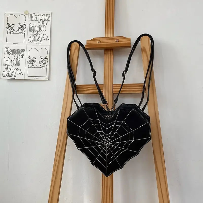 Heart-Shaped Spider Web Backpack