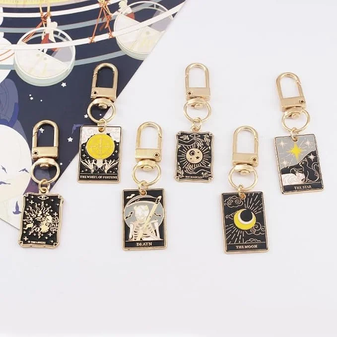 Tarot Cards Keychains Stainless Steel