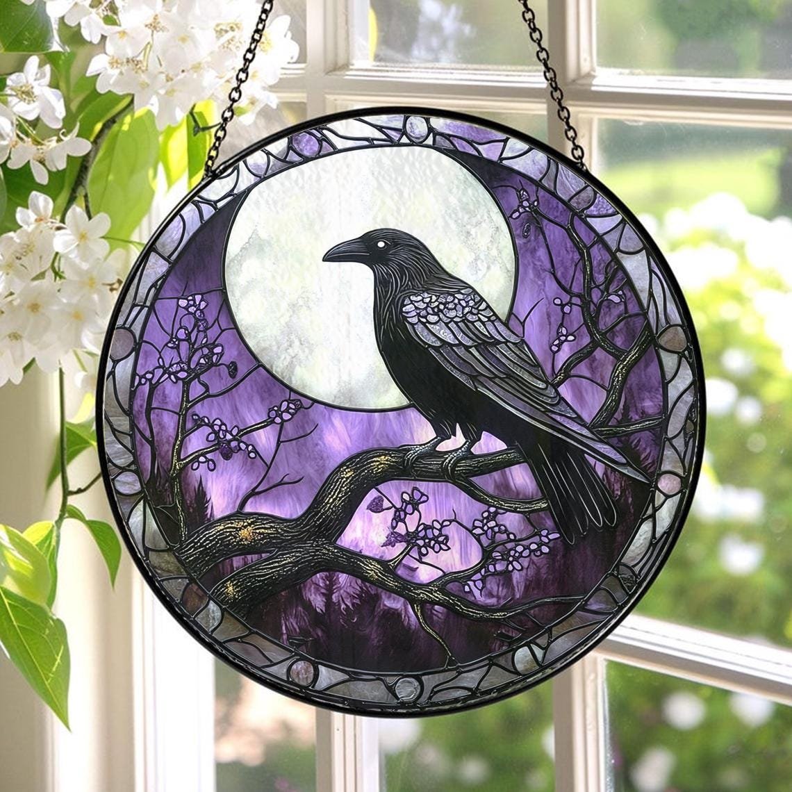 Raven Suncatcher, Black Raven Ornament