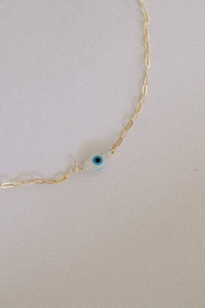 Mother of Pearl Evil Eye Necklace