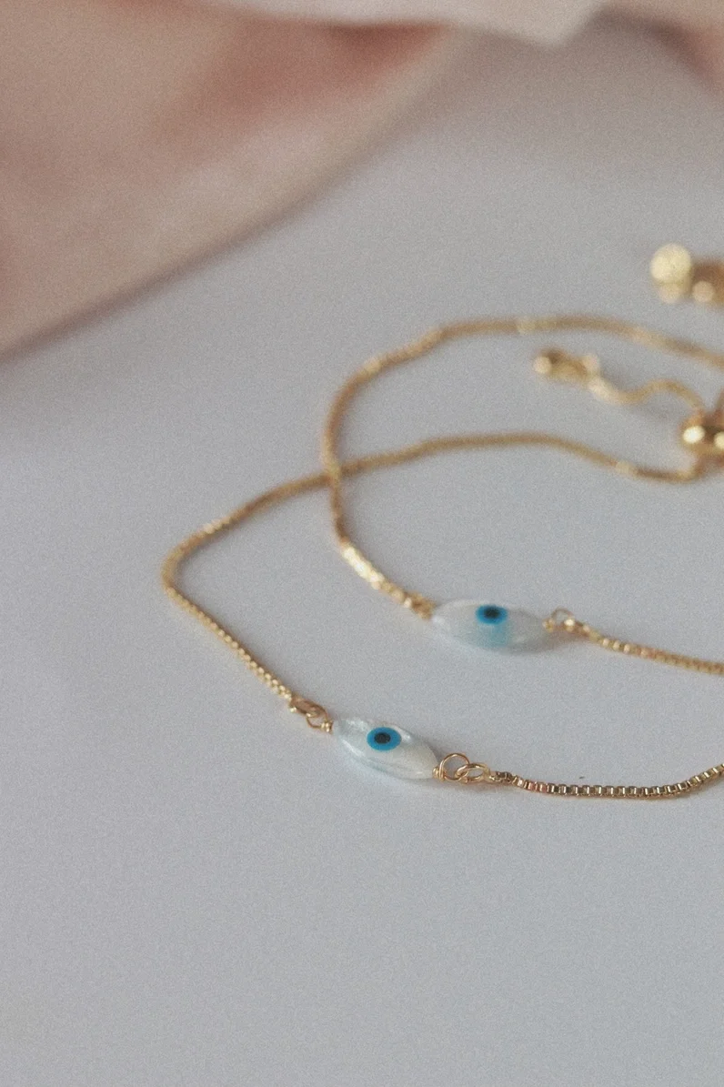 Mother of Pearl Grecian Evil Eye Bracelet