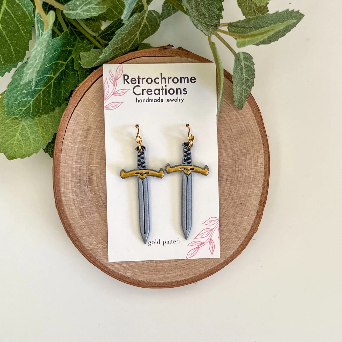 Silver sword earrings | 18k gold plated