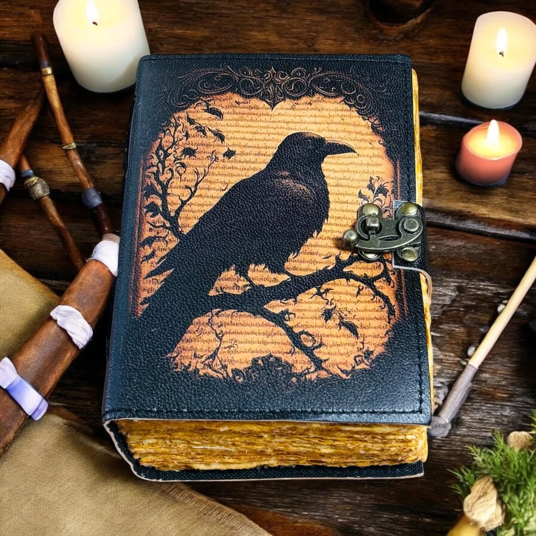 Raven Leather Travel Journal Handmade