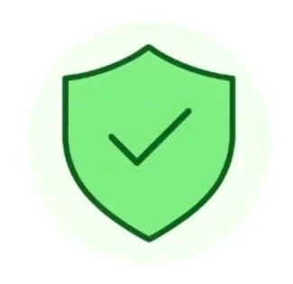 Green shield with a checkmark in the center indicating security or protection
