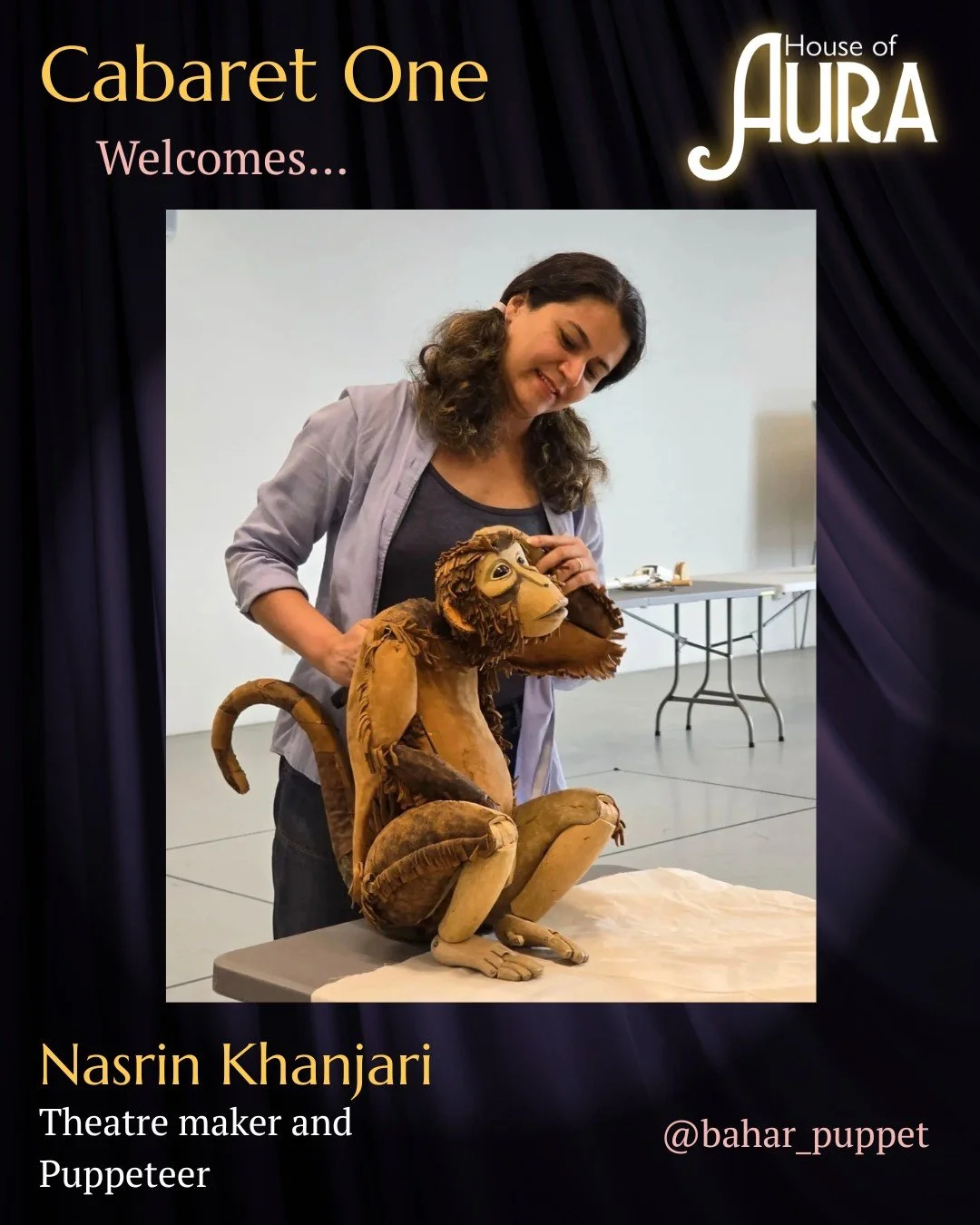 Not long until #showtime, so it's time to tell you a bit about our fantastic cast and crew! 

Nasrin Khanjari is an Iranian theatre maker and puppeteer whose work blends visual storytelling, movement and puppetry. Recent work has been performed at Th