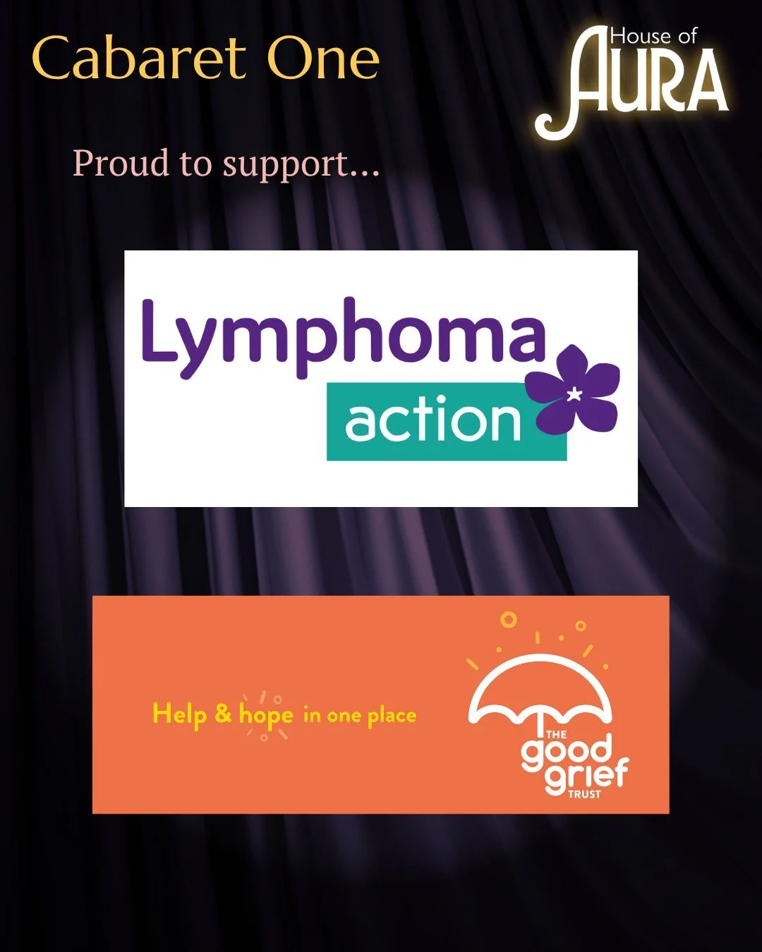 It&rsquo;s the weekend - and there&rsquo;s only one week to go!

Before continuing with our cast and crew announcements here&rsquo;s a little bit about the charities being supported by Cabaret One.

@lymphoma_action is the UK's leading charity dedica