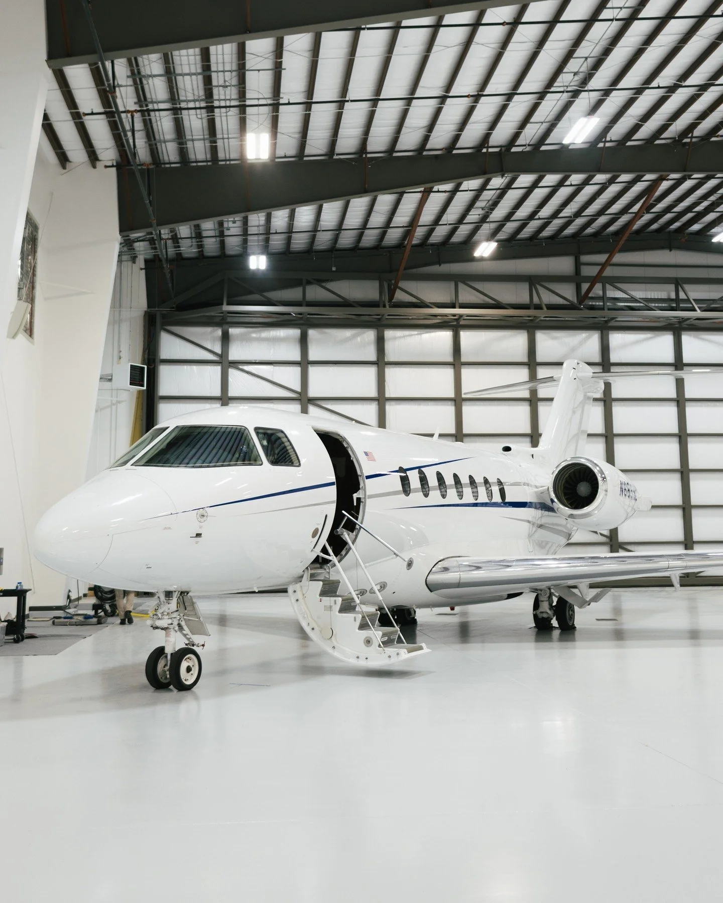 Tucked inside our hangar, the Hawker 4000 stands ready for whatever comes next. Polished, fueled, and quietly powerful just waiting to deliver another smooth, spacious journey. This is where your next great flight begins 🛫